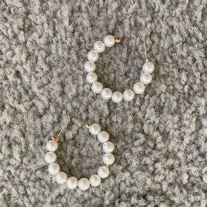 Faux pearl earring hoops